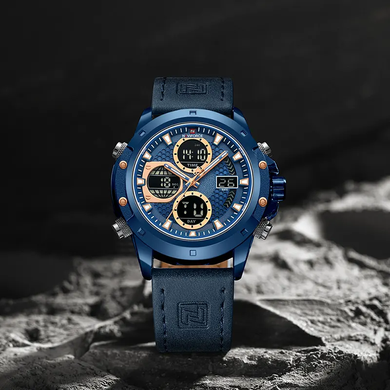 Naviforce NF9225 Dual-time Blue Dial Men's Watch